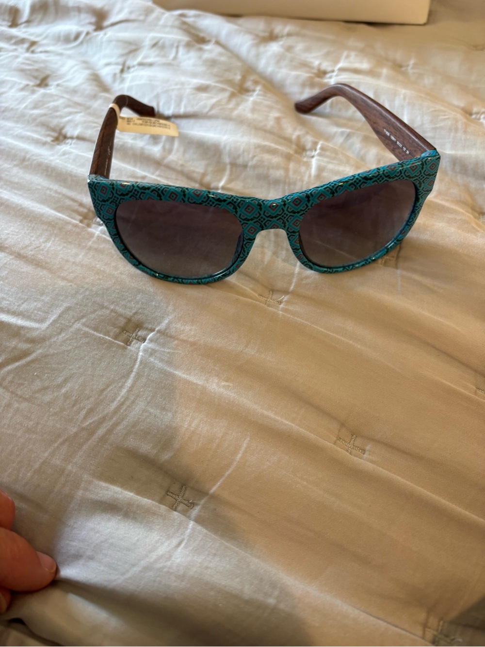 Tory Burch Teal Patterned Sunglasses with Brown Temples nwt